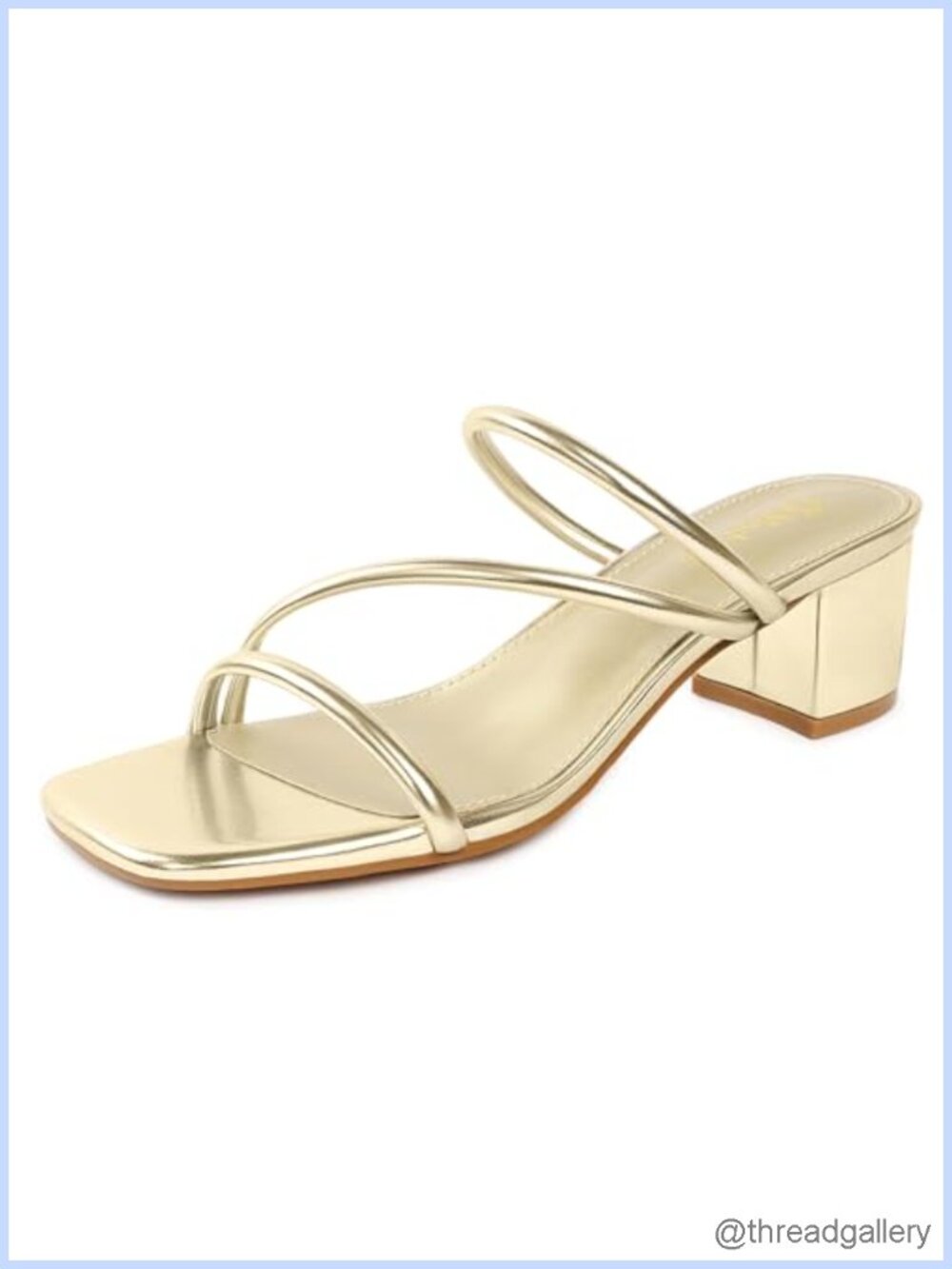 Strappy Heels for Women Square Toe Low Chunky Block Heeled Sandals Slip On